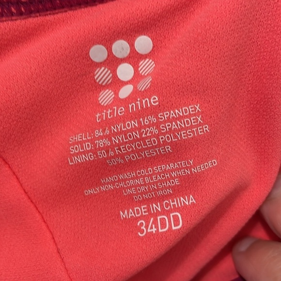 Title Nine NWOT Neon Pink/Orange/Teal Tankini Adjustable Razorback Size 34DD - Picture 2 of 6